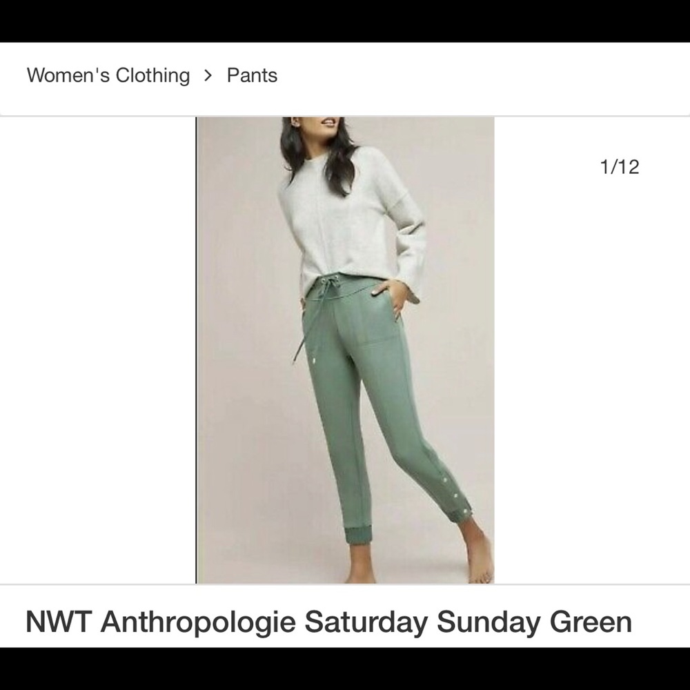 🙂 cozy green Anthropologie joggers 🙂